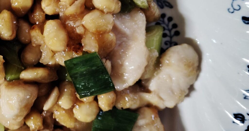 大豆の甘辛揚げ(鶏肉、ねぎ入り)