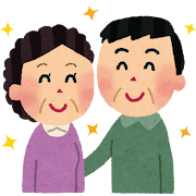仲良さそうに寄り添っている、中年夫婦