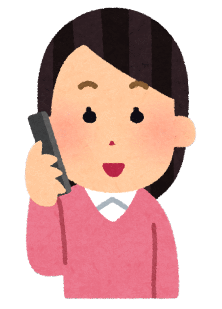 携帯電話で話す女性のイラストです。