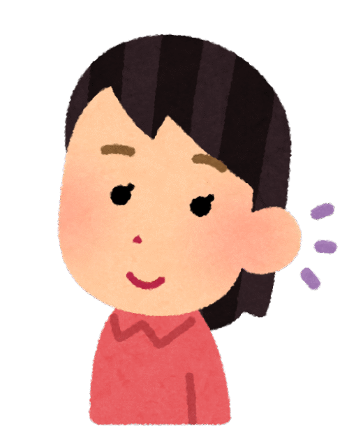 耳を澄まして聞いている女性。