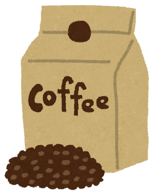 コーヒー豆が入っいる紙袋のイラストです。