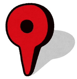 Googleマップなどで使われている、地図上でピンポイントの位置を表すためのマップピンをデフォルメしたイラストです。