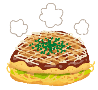 広島風のお好み焼きのイラストです。