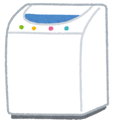 白い大きな洗濯機のイラストです。