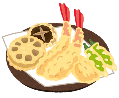 天ぷらの盛り合わせのイラストです。