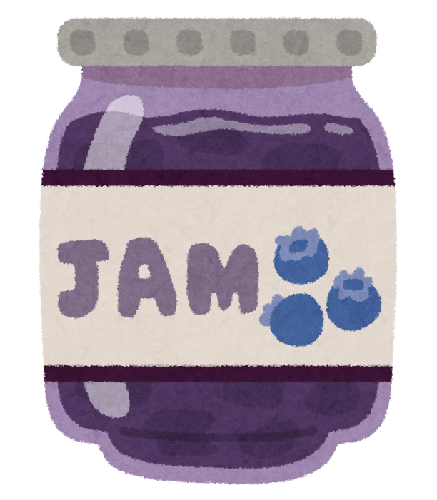 びん詰になったブルーベリージャムのイラストです。