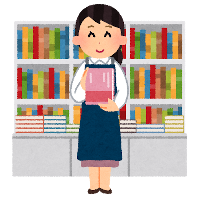 本屋で働く女性のイラスト