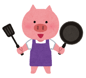 料理をする動物のキャラクター