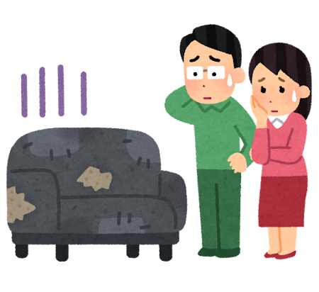 粗大ごみの処分に困る人のイラスト