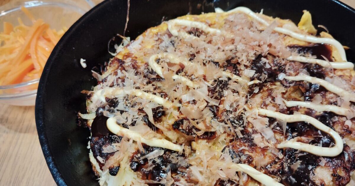 お好み焼き風。人参ラぺ。