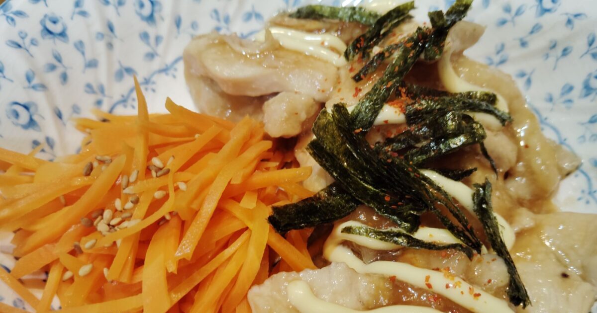 鶏胸肉の照り焼きチキン。人参ラぺ