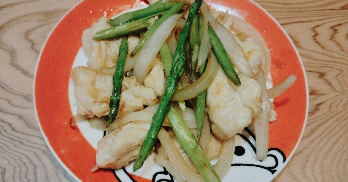 ササミとアスパラ炒め